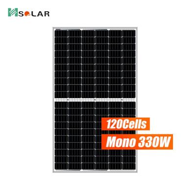 China 5 Busbar Solar Cell Design HSOLAR High Efficiency Single Crystal Cell PV Half Panels 330W 340W 350W 120 Cell Solar Panel Photovoltaics With CE TUV ETL for sale