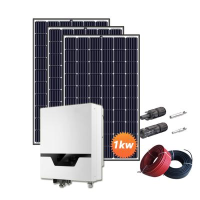 China Hongguang Home Hot Sale Complete 1kw 2kw 3kw Solar Systems On Grid Solar Panel System For Home 1kw for sale