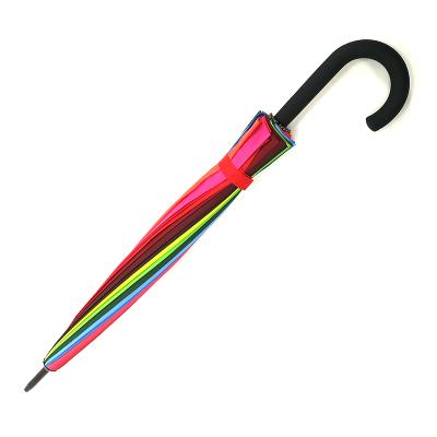 China High Quality Promotional Manual Hook Handle Outdoor Umbrella Sunny and Rainy Straight Umbrella Contemporary Rainbow Umbrella for sale