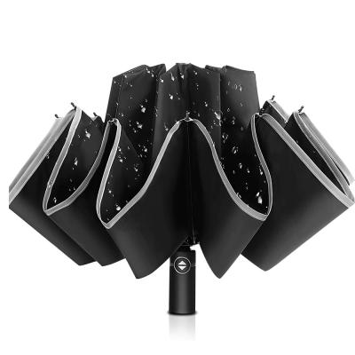 China Contemporary OEM Amazon Inverted Automatic Folding Reverse Umbrella Windproof Umbrella Umbrella With Leatherette for sale