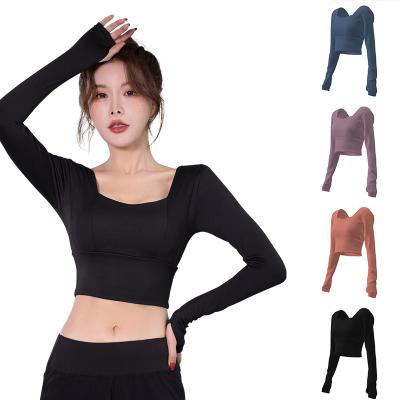 China Breathable Hot Selling Fitness Yoga Tops Long Sleeved Sports T-Shirt For Sports Gym Suits for sale