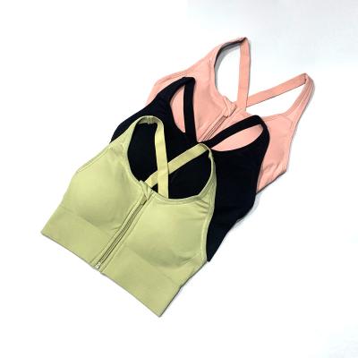 China Good Quality Viable Adjustable And Front Zipper Jacquard Sports Bra For Women Gym Fitness Clothing for sale