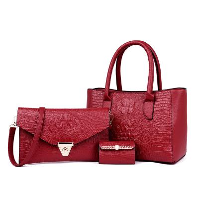 China Fashion Customized Fashion 2021 Ladies Women Handbags Office Bags 3 Pieces Women Leather Handbag Set for sale