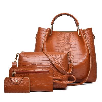 China Wholesale Fashion Snake Grain Classic Handbag Four Pcs Per Set Luxury Large Women's Multi-piece Shoulder Cross-body Bag Mother Bag Set Set for sale