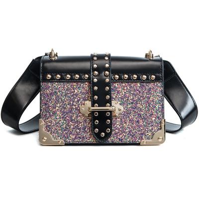 China 2021 New Fashion Trend Letter Stud Ladies Shoulder Bag Messenger Bag Sequins Handbags for sale