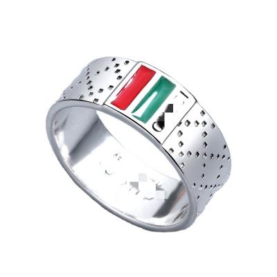 China Red and green ring of the other double GG retro classic Thai silver enamel couple ring, a large number of orders and discounts for sale