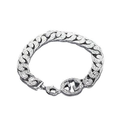 China Other GG Retro Double Letter Flower Rattan Bracelet Pattern Couples Lock Thai Silver Used Bracelet With Large Order Number for sale