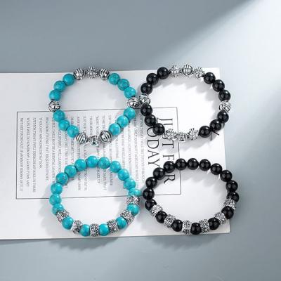 China Wholesale High Quality Vintage Croxin Ch Obsidian Turquoise Bracelet for sale