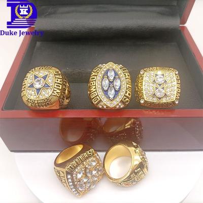 China Commemorative Super Bow L Dallas Cowboy Championship Football Soccer Championship Rings Set 5-PCS With Fancy Wooden Box for sale