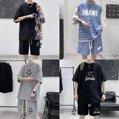 China QUICK DRY Men's Summer 2Pcs Set Short Sports Suit Leisure Short Sleeve Men's T-shirt And Shorts for sale