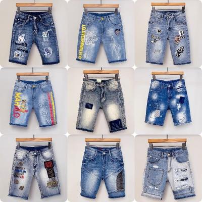 China Breathable Fashion urban denim style knitted cotton elastic shorts men's jeans for sale