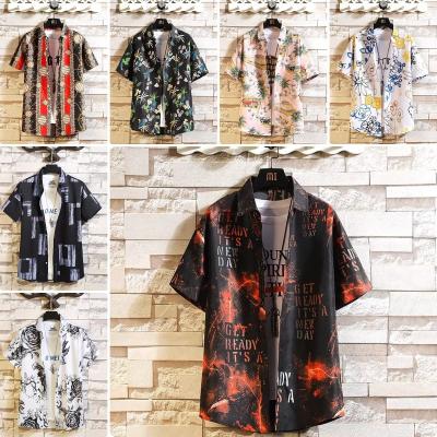 China Custom Printing Summer 4 Way Stretch Fabric Shorts Mens Full Sleeve Anti-Pilling Button Down Collar Hawaiian Shirt Tropical Beach Shirts for sale