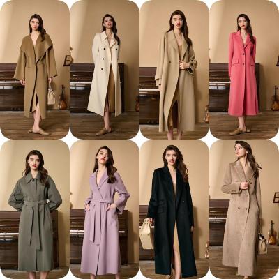 China Stylish and fashionable winter woolen coat wool coat viable ladies casual style with belt original women's fabric woolen coat for sale