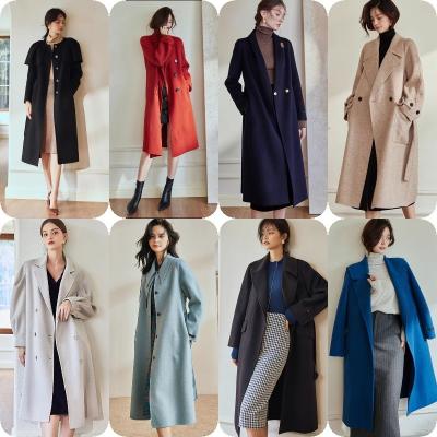 China Wholesale Women's Stylish Long Mid Coat Jacket Belted Long Ditch Coats Viable Ladies Woolen Winter for sale