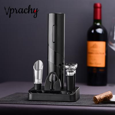 China Modern Fasihon Outlook Black Friday Gift 6 in 1 Electric Corkscrew Electric Wine Bottle Opener Set with Pedestal Storage Base for sale