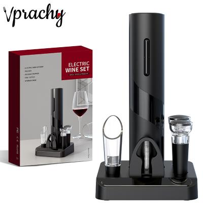 China Fasihon Modern Outlook Ready To Ship Black Friday Gift 6 In 1 Electric Corkscrew Electric Wine Bottle Opener Set With Pedestal Storage Base for sale