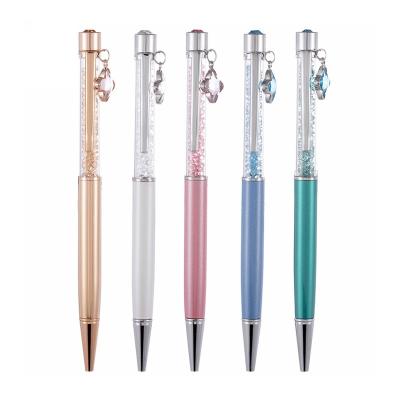 China office & Hot Sale Metal Crystal Pen New Multicolor Four Leaf Clover Crystal Pendant Ball Pen Custom School Logo Styles Fashion Writing for sale