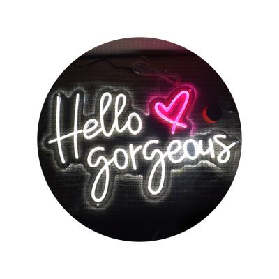 China Safe Drop Shipping Wall Mounted Letters Led Custom Hello Gorgeous Neon Logo Sign For Shop Sign for sale