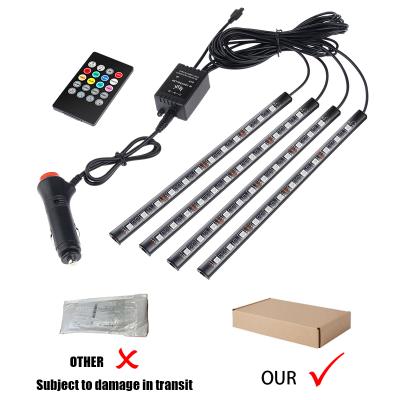 China Car LED Interior Foot Light Ambient Lamp With USB Music Control Wireless Remote 