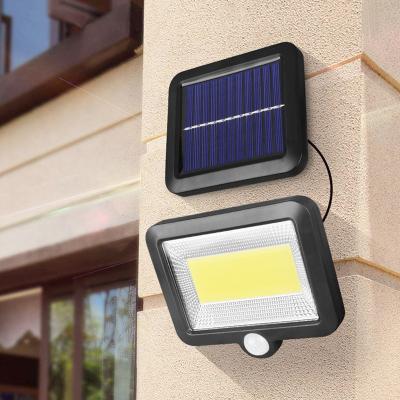 China COB 100 LED Solar Wall Lamps PIR Motion Sensor Split Solar Wall Light Outdoor Garden Lights Security Emergency Lighting Lamp for sale