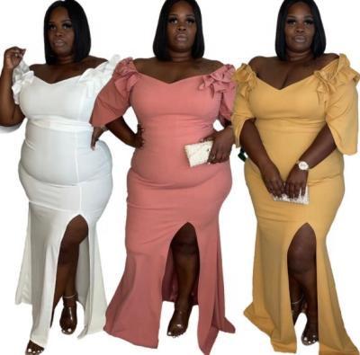 China Breathable Autumn Skirts Solid Color Long Dress Half Sleeve Plus Size Women's Dresses for sale