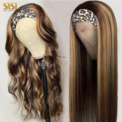 China Wet And Wavy Highlight Headband Wig 200 Density Wet And Wavy Headband Wig, Colorful Headband Wig, Virgin Hair Headband Wig For Black Women Hair for sale