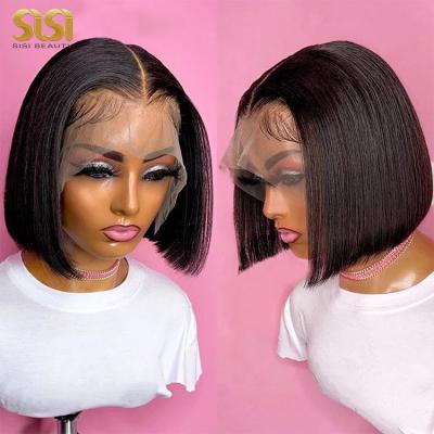 China Sisi Silky Straight Beauty Short Wave Peruvian Human Hair Bob Wigs Lace Front, Virgin Hair Wig, 4x4 Closure Peruvian Short Bob Wig for sale