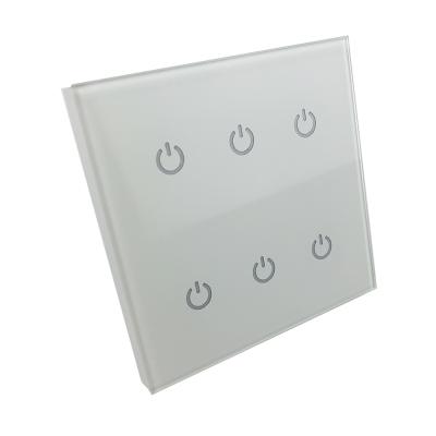 China 6 gang wall reset touch switch 86 module with brushed led for kc868 smart home control system KC-LNW-624 for sale