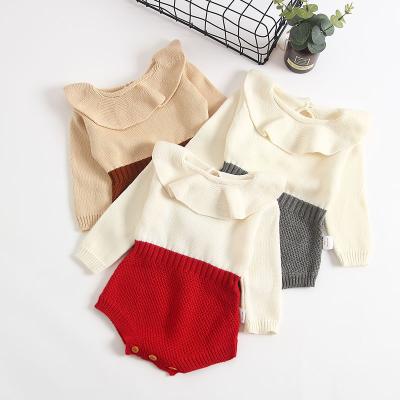 China Breathble Newarrival Cozy Doll Collar Baby Sweater Knit Romper for sale