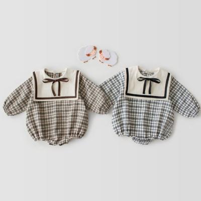 China Breathble Newarrival Cozy Newborn Girls Rompers Plaid Baby Jumpsuit Spring for sale