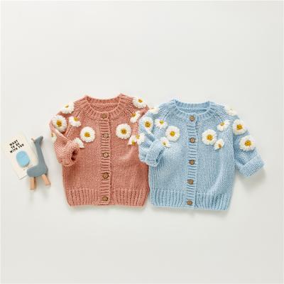 China European Newborn Embroidered Clothes Anti-Shrink Long Sleeves Baby Cardigan Sweaters for sale