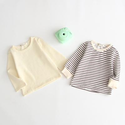 China Baby Boy Breathable Newborn Girls Knit Stripe Long Sleeve T-Shirt for sale