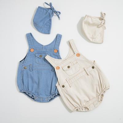 China Breathble Comfortable Newborn Baby Boy Girl Cowboy Romper Set 2019 Summer Korea Infants for sale