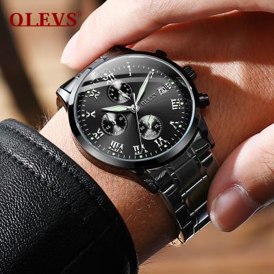 China Mens Business Automatic Date OLEVS Water Resistant Stainless Steel Wristwatch Luxury Chronograph Luminous Quartz Men Watch for sale