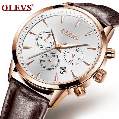 China Custom Luxury Military Chronograph Automatic Date Sport Wristwatch OLEVS Logo Top Brand Men Watch New Waterproof Quartz Leather Watches for sale