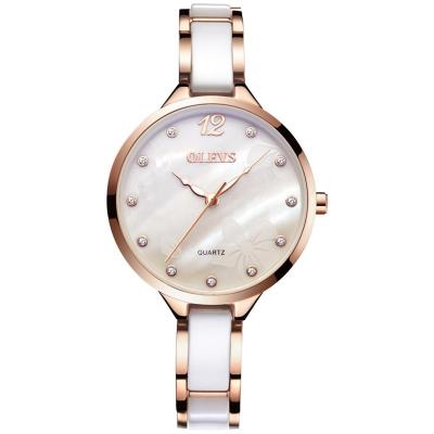 China 2019 Simple Elegant Ladies Watch Olevs New Wholesale Luxury Quartz Waterproof Main Fashion Diamond Women Wristwatches Elegant Ceramic for sale