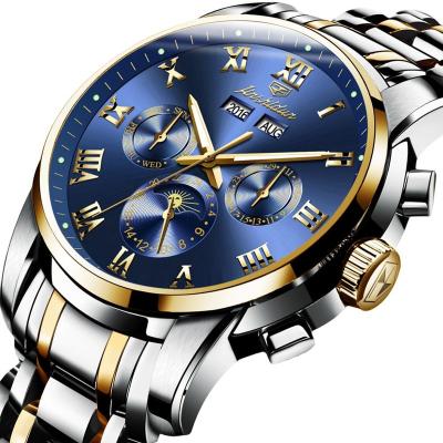 China Automatic Date Watches Luxury Automatic Calendar Stainless Steel Movement Men Brand Moon Phase Mechanical Watch Water Resistant for sale