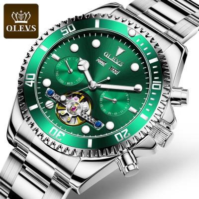 China Custom Logo Luxury Stainless Steel Chronograph Skeleton Automatic Mechanical Watch Tourbillon Date Automatic Mens Wristwatches OLEVS for sale