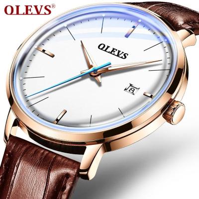 China Luxury Simple Date OLEVS 6609 Automatic Watches Fashion Rose Gold Swiss Movement Self Winding Waterproof Mechanical Sports Men Watch for sale