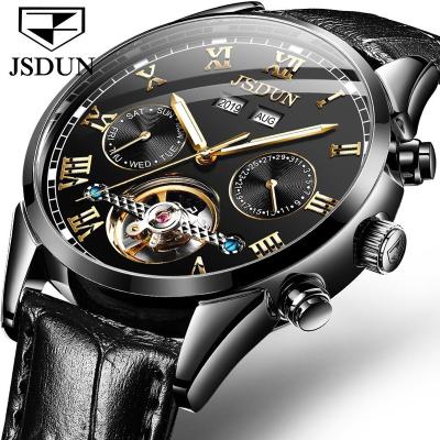 China The Classic Mechanical Men's Watch Leather Calendar Fashion Skeleton Mens Gold Date Tourbillon Automatic Luxury Automatic Watches for sale