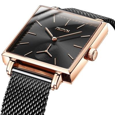 China Japanese Stainless Steel Mesh Waterproof Simple Square Automatic Men's Watches 2020 New Style Fashion Movement Watch for sale