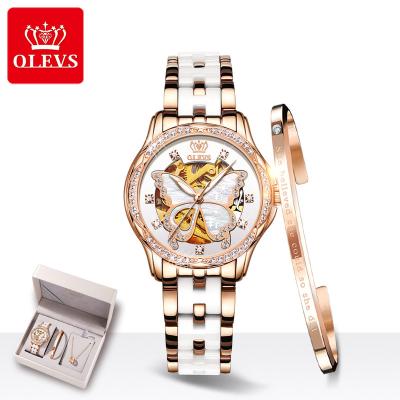 China Custom Automatic Date Logo Women Watches Fashion Ceramic Band Ladies Waterproof Rose Gold Manufacturer Bracelet Set Watches for sale