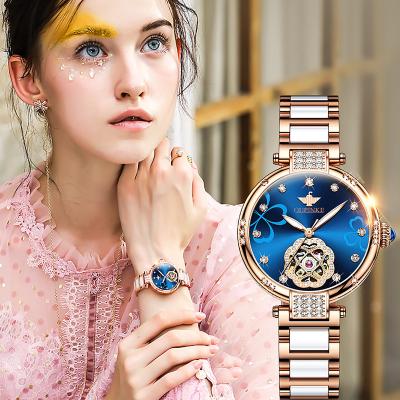 China OUPINKE 3183 Water Resistant Women Watches In Golden Automatic Mechanical Wristwatches Women Watch for sale