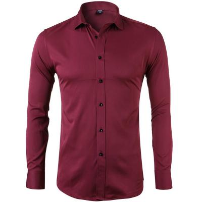 China Mens Autumn Shirt Long Sleeve Slim Custom Business Anti-pilling Shirts Fashion Luxury Bamboo Fiber Mens Shirts for sale