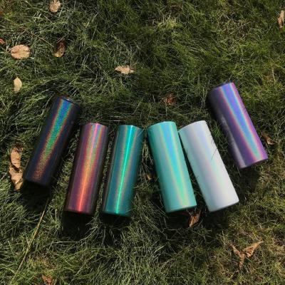 China 20oz Water Bottle PORTABLE 20oz Glitter Sublimation Rainbow Tumbler Rainbow Tumbler Straight Travel DIY Heat Transfer Printing Bottle for sale