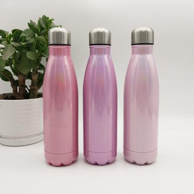 China Sustainable Hot Sale 500ml Cola Shape Double Wall Stainless Steel Rainbow Paint Water Bottle for sale