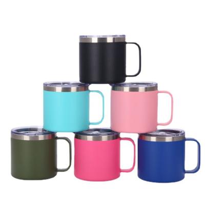 China 14oz Insulation PORTABLE Travel Mugs Stainless Steel Wall Mount Tea Cup Bar Party Wine Double Tumbler With Handle for sale