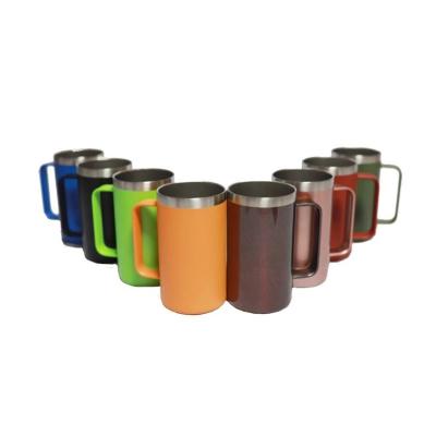 China Disposable Slim Stainless Steel Tumblers 24oz Drink Cups Double Wall Vacuum Leak Resistant Tea Coffee Mugs With Handle for sale