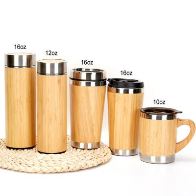 China PORTABLE Bamboo Bottles 10oz 12oz 17oz Stainless Steel Insulation Mugs Outdoor Travel Drinking Water Bottle for sale