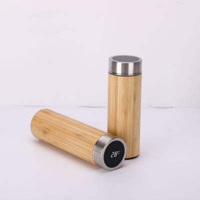 China 500ml Temperature Display Water Bottle Stainless Steel LED Tumblers 17oz Custom Smart Drinking Bamboo Bottles for sale